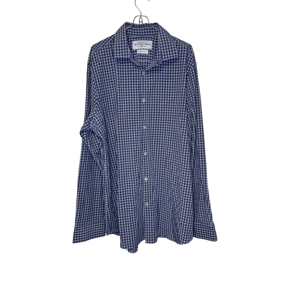 Mizzen+Martin Mens Shirt Leeward Collection Trim Fit Button Up Plaid Blue Red XL
